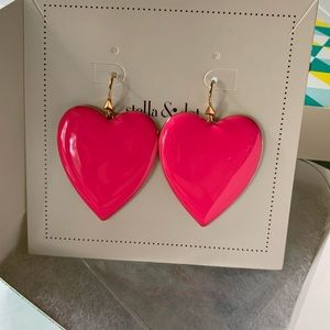 Shiny Heart Dangle Earrings